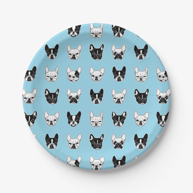 Cute Frenchies Doggie Family Collage Paper Plates (Front)