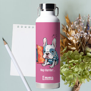cute Frenchy pet dog, dressed animal, Funny Water Bottle