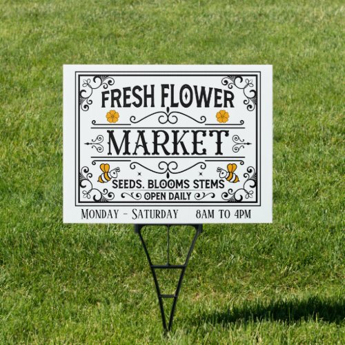 Cute fresh flower market add days hours sign