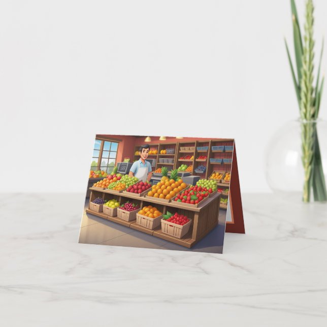 Cute fresh fruit vendors customizable  card (Front)