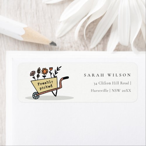 Cute Fresh Picked Yellow Pink Floral Cart Address Label