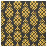 Cute Fresh Pineapple With Black Background Pattern Fabric