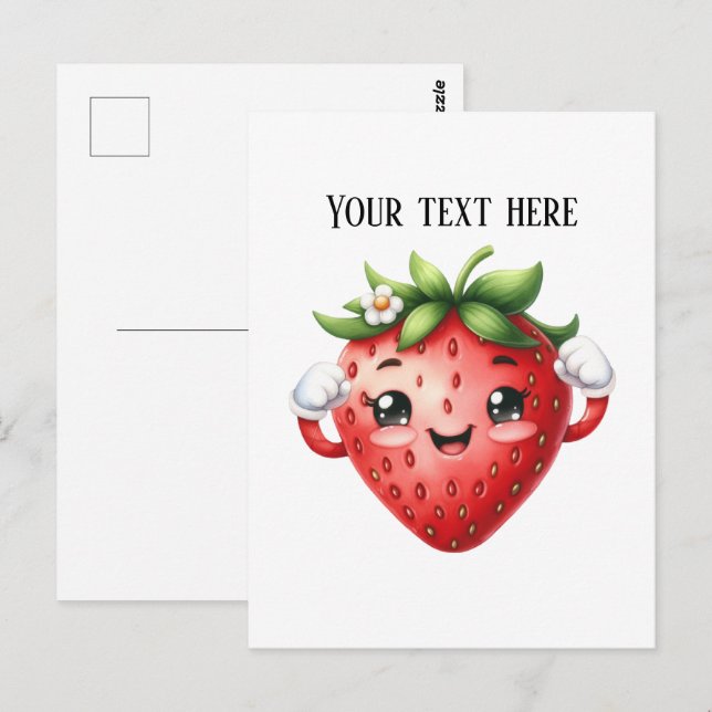 Cute fresh strawberry customizable  postcard (Front/Back)