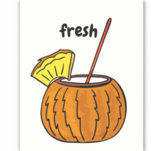 Cute Fresh Stylish Glass Cocktail Coconut Lovers Sticker