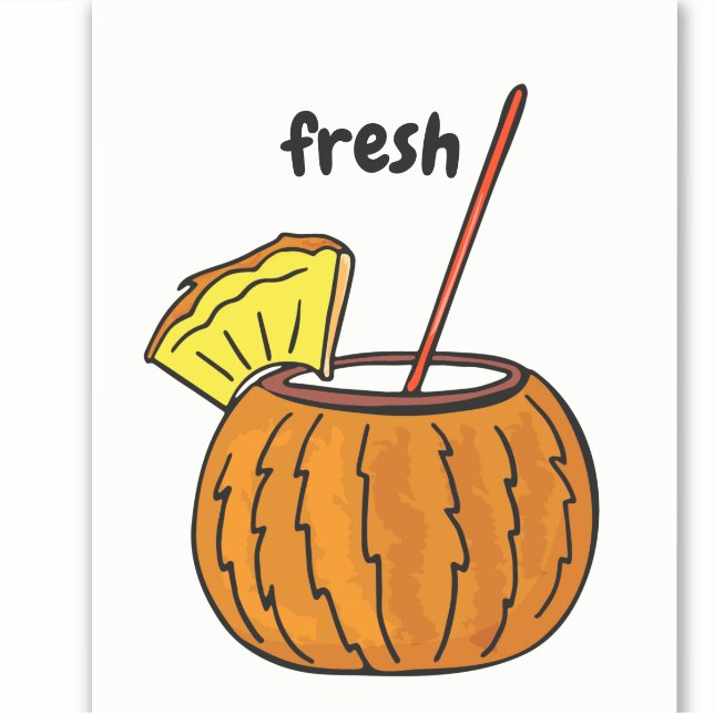 Cute Fresh Stylish Glass Cocktail Coconut Lovers Sticker (Front)