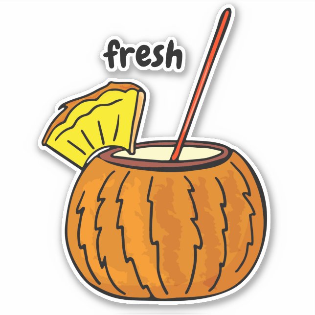 Cute Fresh Stylish Glass Cocktail Coconut Lovers Sticker (Front)