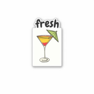 Cute Fresh Stylish Glass Cocktail Yellow Lovers Sticker