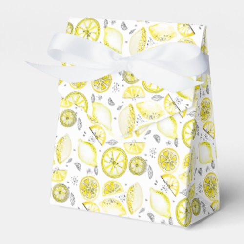 Cute Fresh Summer Lemon Citrus Doodle Yellow Favor Boxes