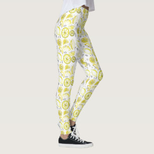 Cute Fresh Summer Lemon Citrus Doodle Yellow Leggings