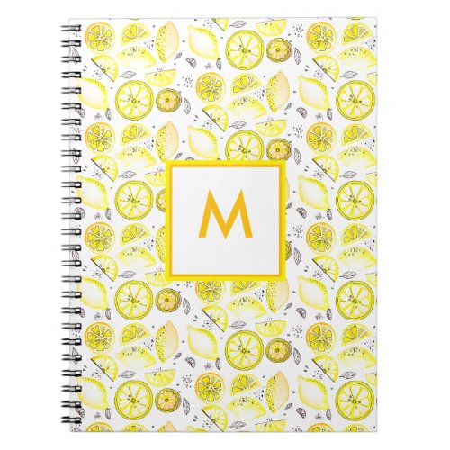 Cute Fresh Summer Lemon Citrus Doodle Yellow  Notebook
