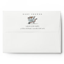 Cute Freshly Picked Blue Floral Cart Baby Shower Envelope