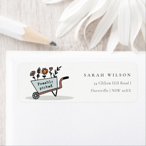 Cute Freshly Picked Blue Pink Floral Cart Address Label
