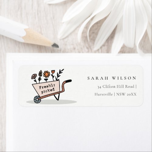 Cute Freshly Picked Blush Pink Floral Cart Address Label