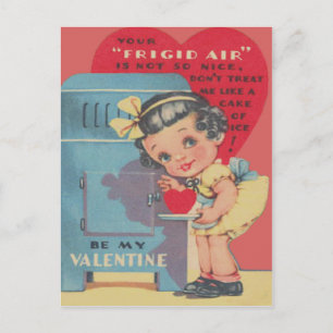 Cute Fridge Heart Ice Cake Valentine Holiday Postcard