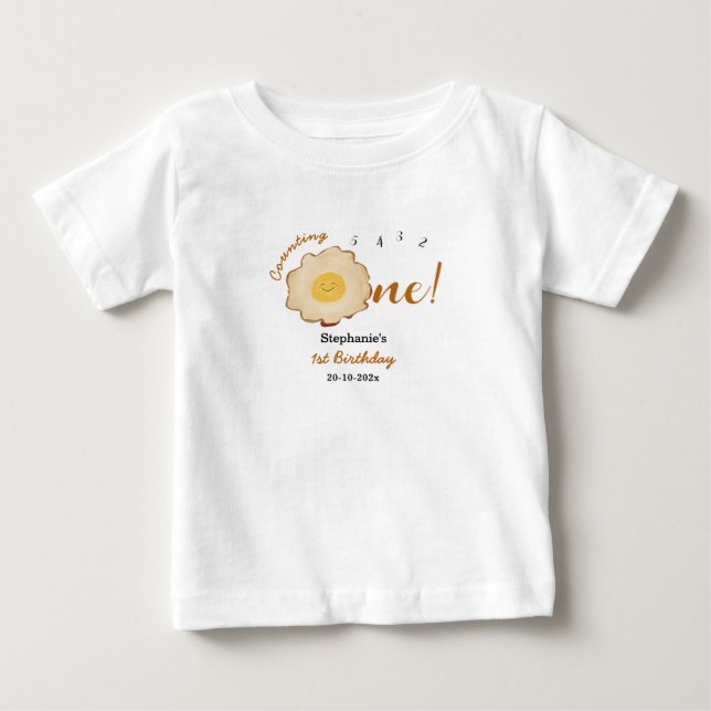 Cute Fried Egg 1st Birthday Baby T-Shirt (Front)