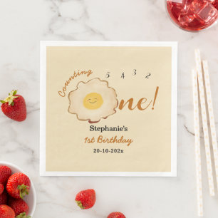 Cute Fried Egg 1st Birthday Paper Dinner Napkins