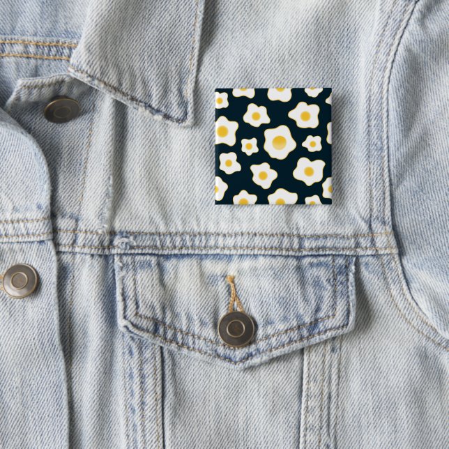 Cute Fried Eggs Flower Pattern Button (In Situ)