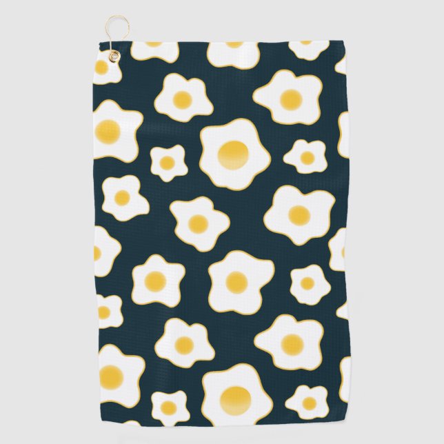 Cute Fried Eggs Flower Pattern Golf Towel (Front)