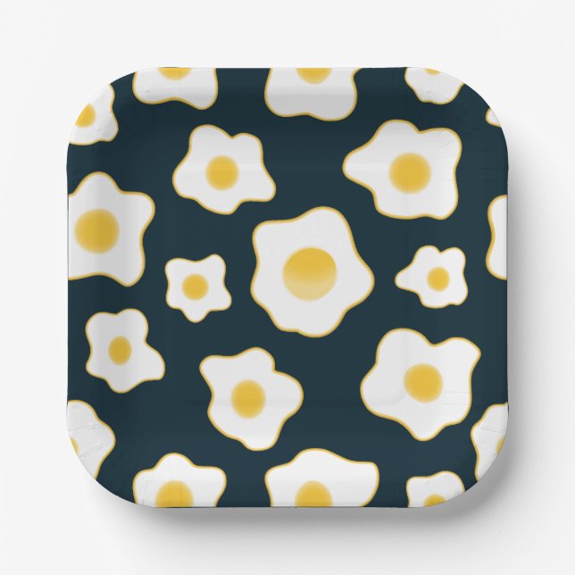 Cute Fried Eggs Flower Pattern Paper Plates (Front)