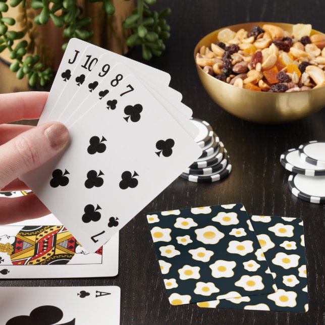 Cute Fried Eggs Flower Pattern Poker Cards (In Situ)
