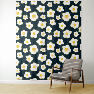 Cute Fried Eggs Flower Pattern Tapestry