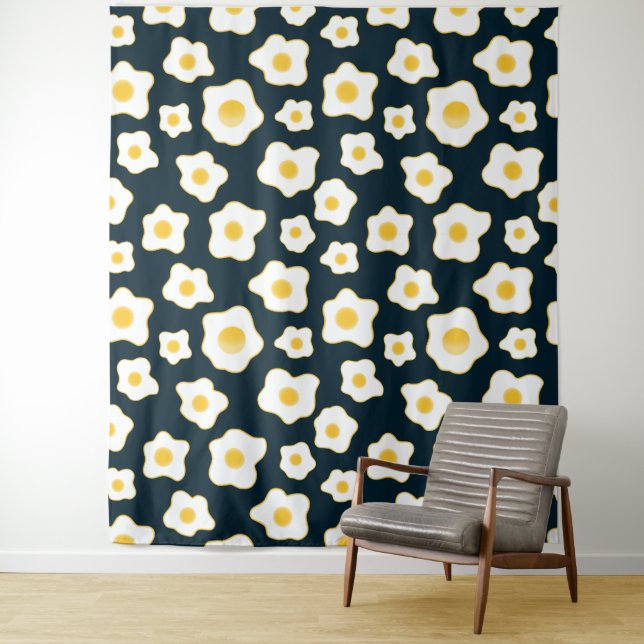 Cute Fried Eggs Flower Pattern Tapestry (In Situ)