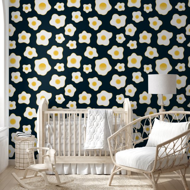 Cute Fried Eggs Flower Pattern Wallpaper (Kids)