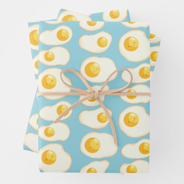Cute Fried eggs Wrapping Paper Sheets (In situ)