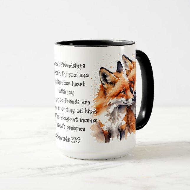 Cute Friend Foxes Proverbs Friendship Quote Mug (Front Right)