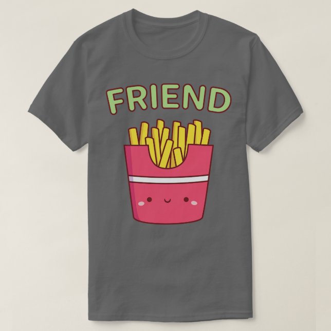 Cute Friend Fries Best Friend Pair Doodle T-Shirt (Design Front)