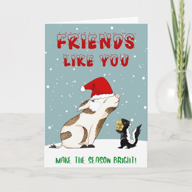 Cute Friend Pig Christmas Card (Front)