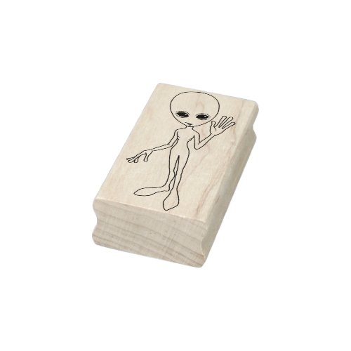 Cute Friendly Alien Rubber Stamp