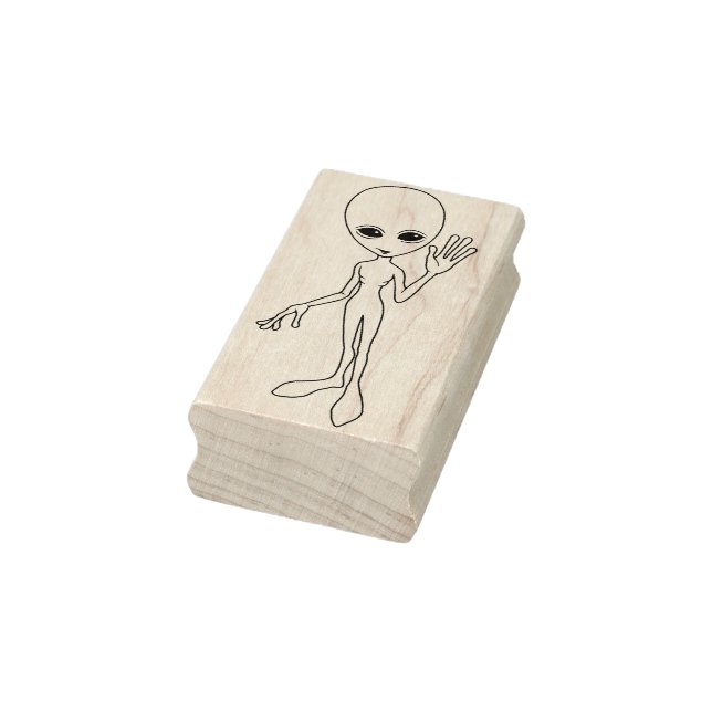 Cute, Friendly Alien Rubber Stamp (Stamp)
