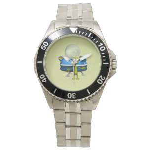 Cute Friendly Alien UFO Cartoon Space Art Watch