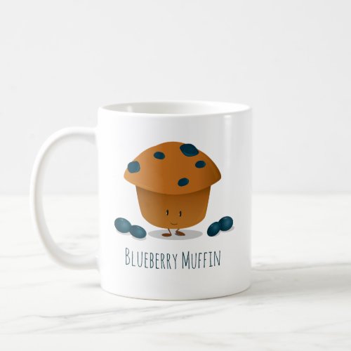 Cute Friendly Blueberry Muffin Cartoon Character Coffee Mug