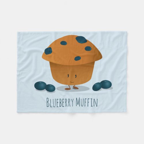 Cute Friendly Blueberry Muffin Cartoon Character Fleece Blanket