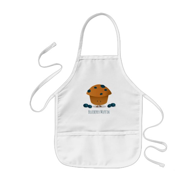 Cute Friendly Blueberry Muffin Food Kids' Apron (Front)