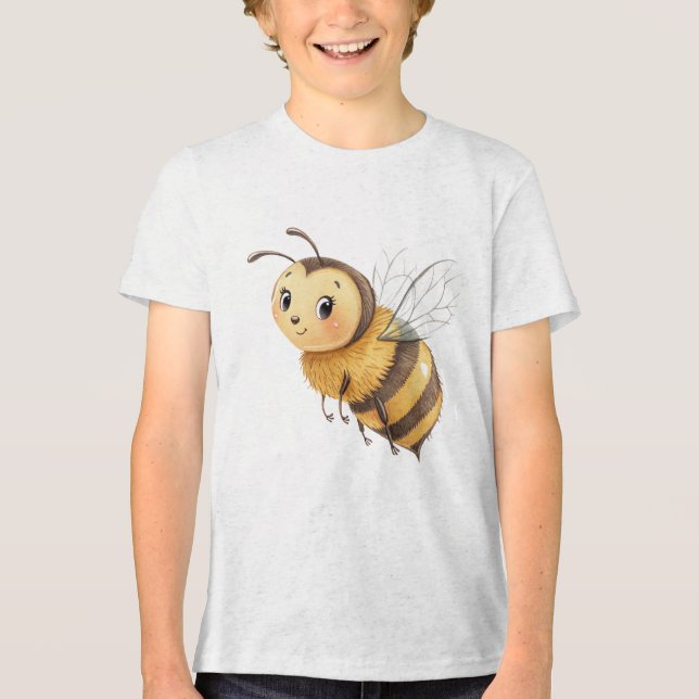 Cute Friendly Bumblebee Illustration Tri-Blend Shirt (Front)