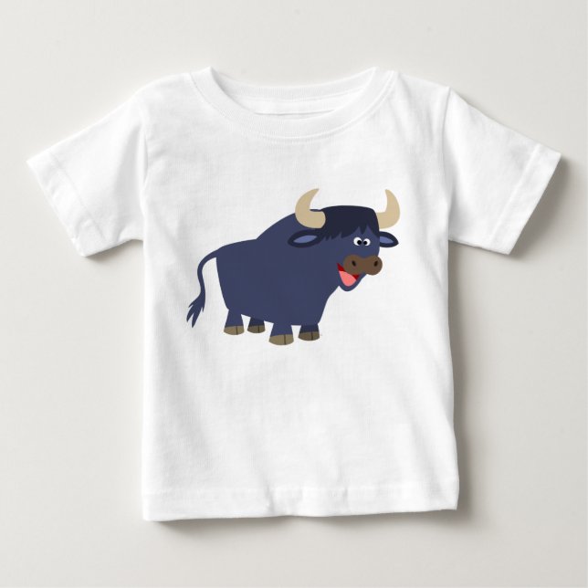 Cute Friendly Cartoon Bull Baby T-Shirt (Front)