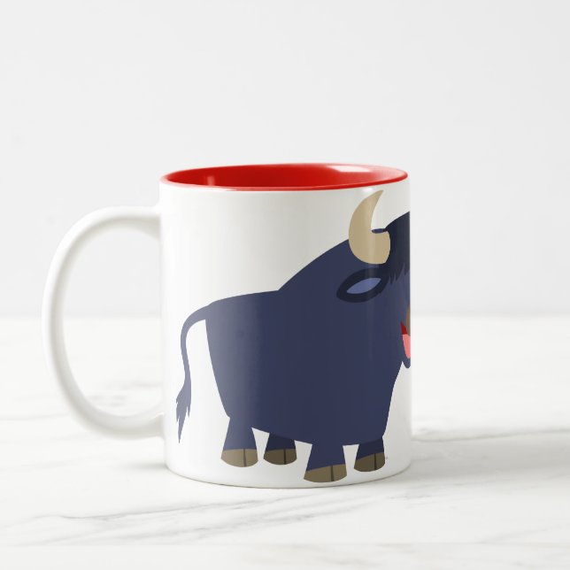 Cute Friendly Cartoon Bull Mug (Left)