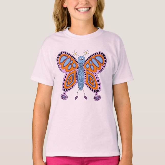 Cute friendly cartoon butterfly illustration T-Shirt (Front)