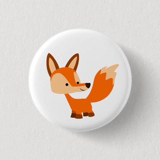 Cute Friendly Cartoon Fox Button Badge (Front)