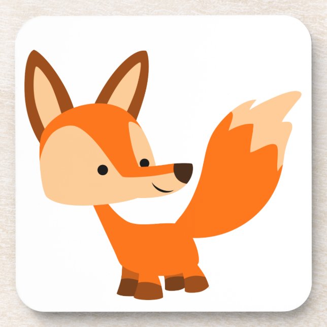 Cute Friendly Cartoon Fox Coasters Set (Front)