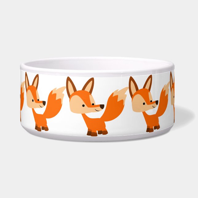 Cute Friendly Cartoon Fox Pet Bowl (Front)