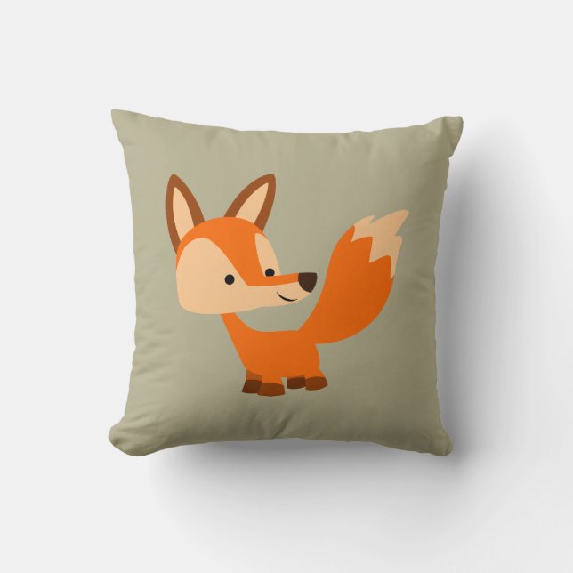 Cute Friendly Cartoon Fox Pillow (Front)