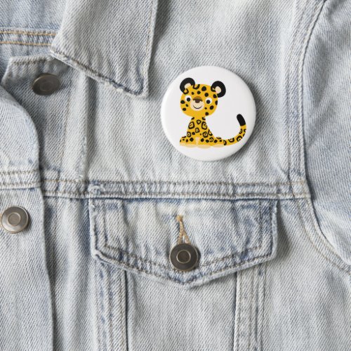 Cute Friendly Cartoon Jaguar Button Badge
