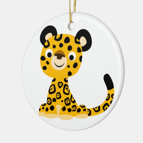 Cute Friendly Cartoon Jaguar Ceramic Ornament