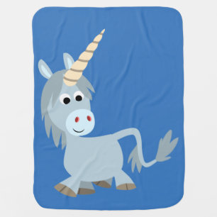 Cute Friendly Cartoon Unicorn Baby Blanket