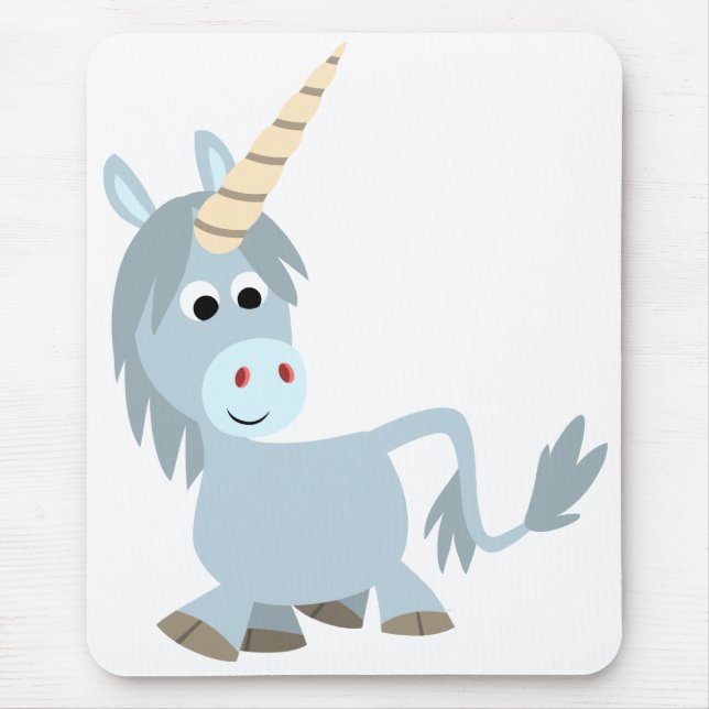 Cute Friendly Cartoon Unicorn Mousepad (Front)