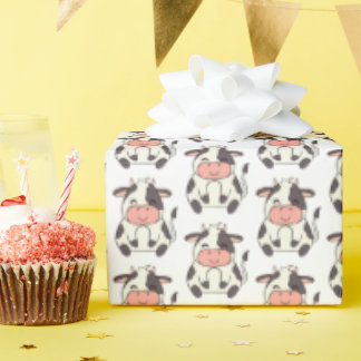 Cute Friendly Cow Farm Animal Wrapping Paper
